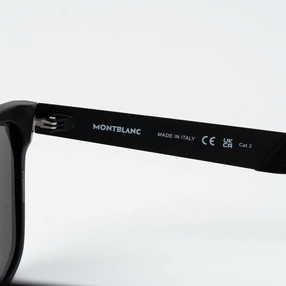 Montblanc Men Sunglasses Matte Black Grey Square MB0298S 001 NEW AUTHENTIC